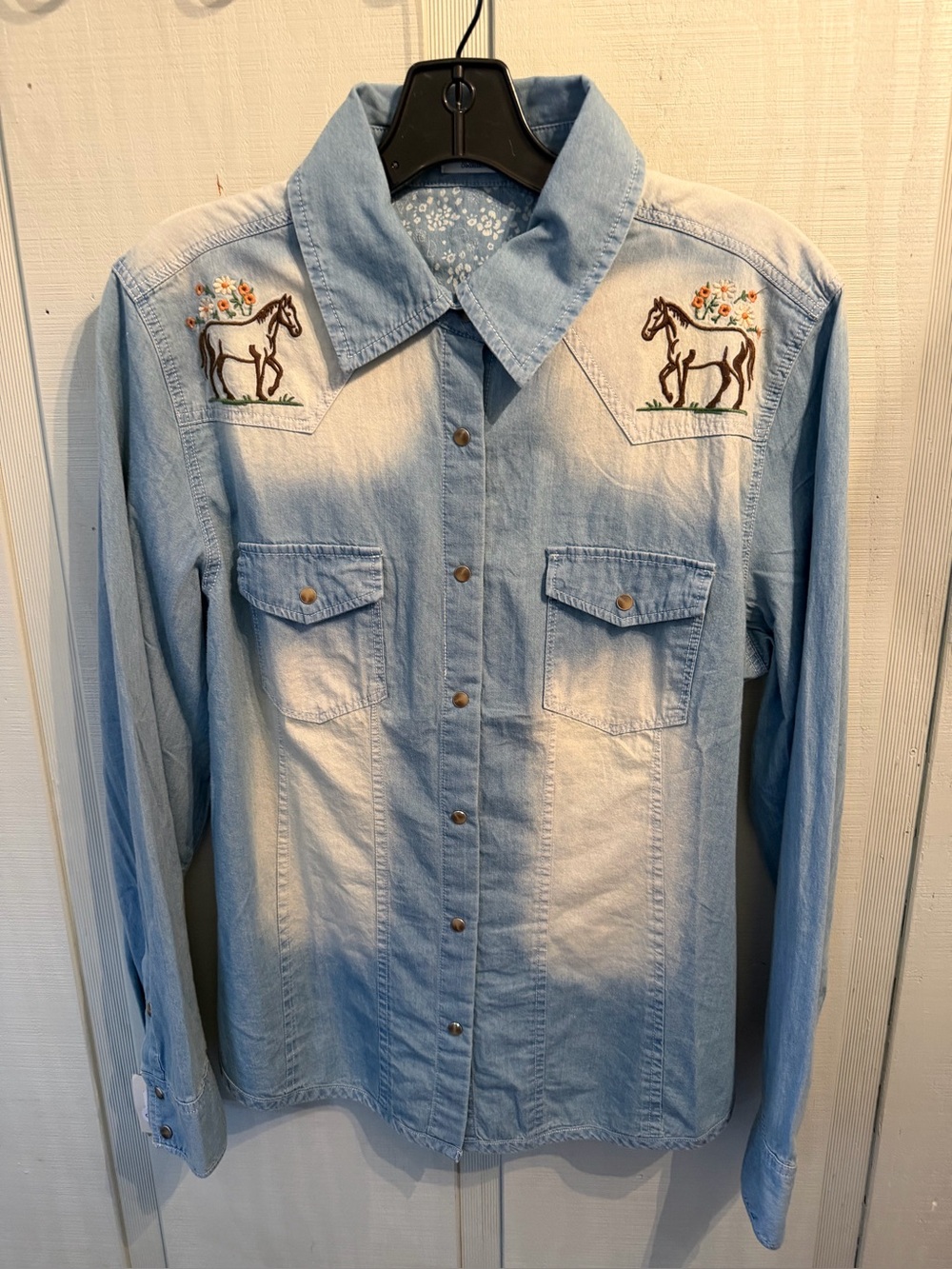 Tasha Polizzi Embroidered Vintage  Wash Denim Western Monica Shirt